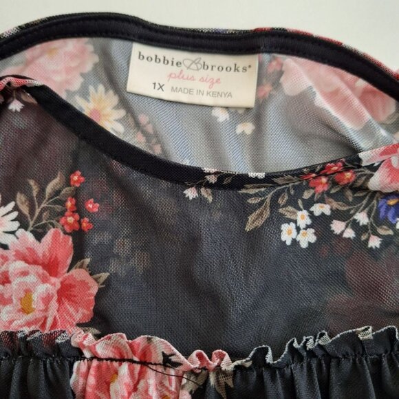 Bobbie‎ Brooks Sleeveless Black Floral Womens Plus 1X Sheer Layers Lightweight - Picture 5 of 7